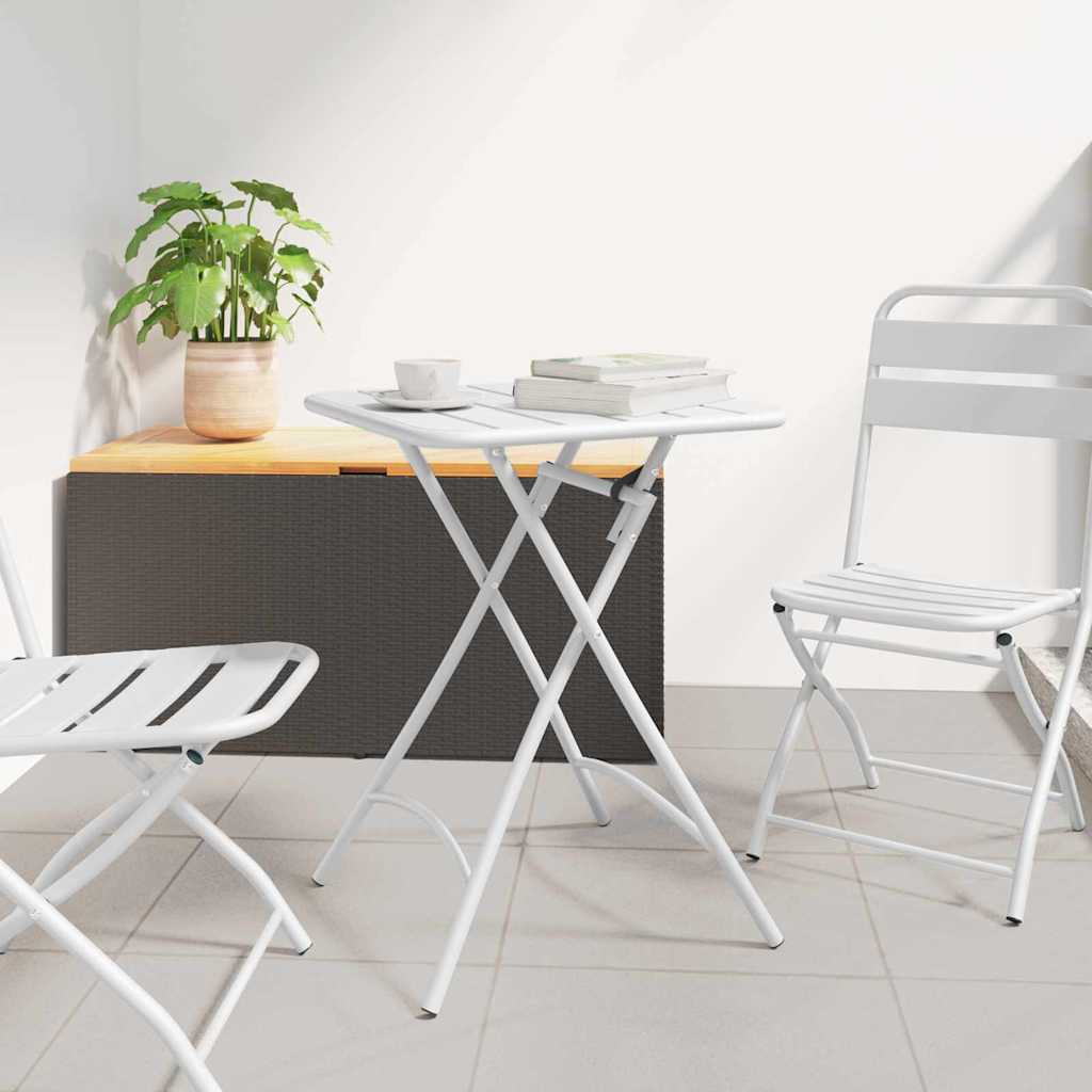Garden Table Folding White 55 x 55 x 73 cm Powder-coated Steel